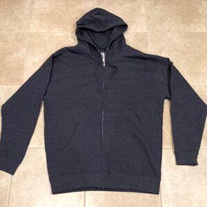 Full Zip Men's Heavyweight Hoodie Charcoal Gray - Large - New